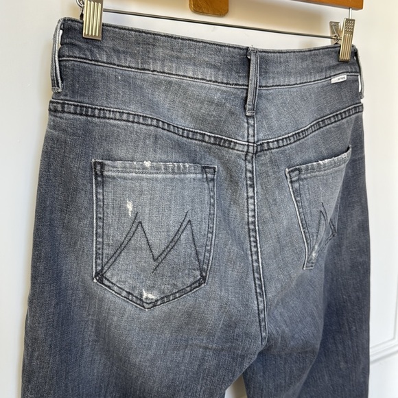 MOTHER The Insider Crop Step Fray Jeans Ace Of Spades Size 28 Washed Black - Picture 7 of 15